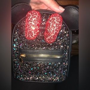 mini backpack sequins with bow on the front